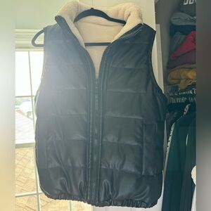 Rebecca Minkoff Reversible Vegan Faux Leather Sherpa Vest Large